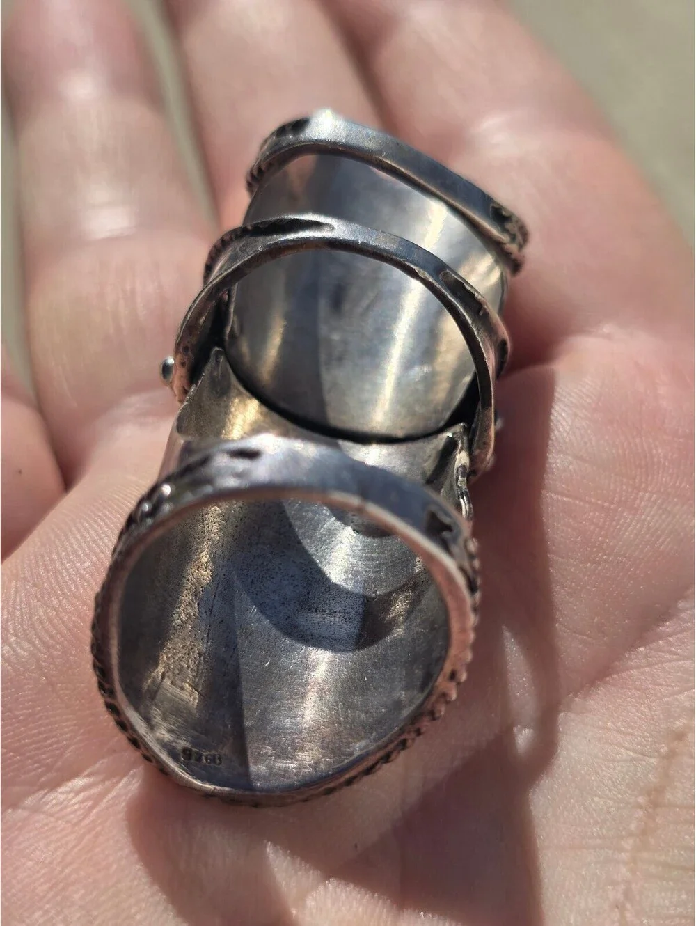 VTG 925 Sterling Silver Articulated Full Finger Ring 28g Sz 9 Gothic Renaissance